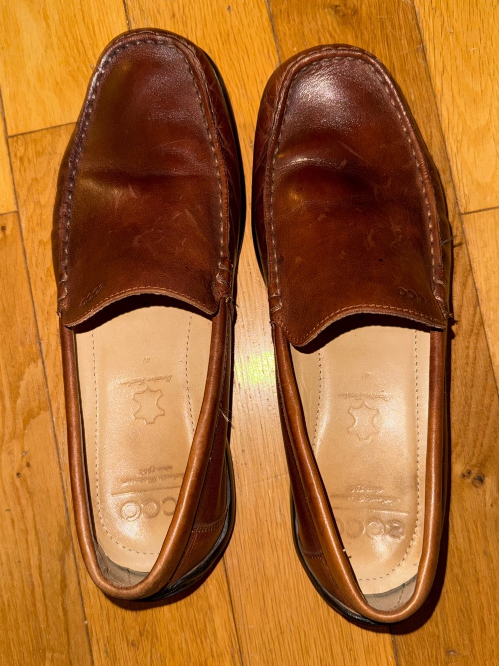 Ecco Men’s Chestnut Leather Slip-On Loafers